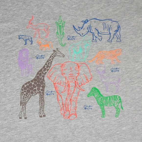 Cardin McCoy gray tshirt (Size L) colorful animals front design LIKE NEW - Picture 3 of 6